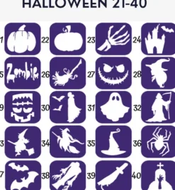 Szablony do tatuaży brokatowych tematyczne 20 szt. Halloween