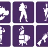 Szablony do tatuaży brokatowych ZESTAW 10 szt. mix Fortnite