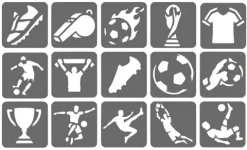 Szablony do tatuaży brokatowych ZESTAW 15 szt. mix Football