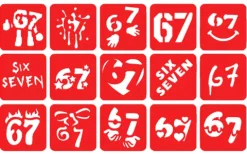 Szablony do tatuaży brokatowych ZESTAW 15 szt. mix Six Seven 67