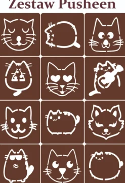Szablony do tatuaży brokatowych Zestaw Pusheen Koty 12 szt.