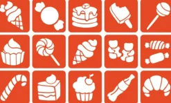 Szablony do tatuaży brokatowych ZESTAW 15 szt. mix Słodycze