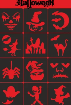 Szablony do tatuaży brokatowych Zestaw Halloween 12 szt.