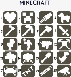 Szablony do tatuaży brokatowych tematyczne 20 szt. Minecraft
