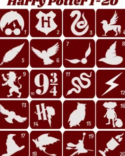 Szablony do tatuaży brokatowych tematyczne 20 szt. Harry Potter