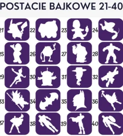 Szablony do tatuaży brokatowych tematyczne 20 szt. Postacie bajkowe