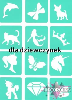 Szablony do tatuaży brokatowych ZESTAW 12 szt.
