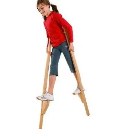 Szczudła drewniane cyrkowe dwustopniowe podwójne MIĘTOWO LIMONKOWE 170 cm dla dzieci i dorosłych