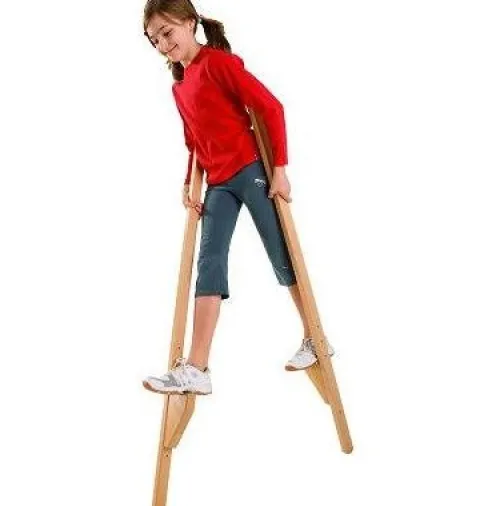 Szczudła drewniane cyrkowe małe NIEBIESKIE 140 cm dla dzieci