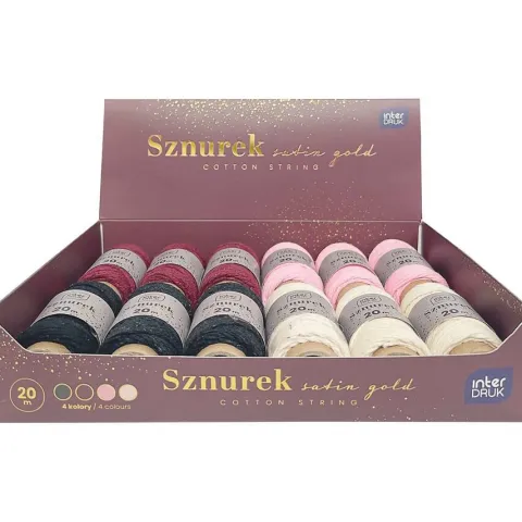 Sznurek na szpulce 20m Satin Gold 4 kolory do wyboru