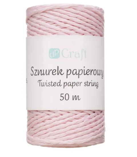 Sznurek papierowy skręcany RÓŻOWY 50 M