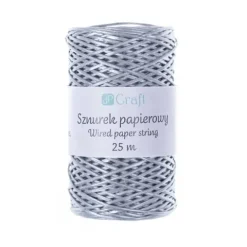 Sznurek papierowy z drucikiem SREBRNY 25 M