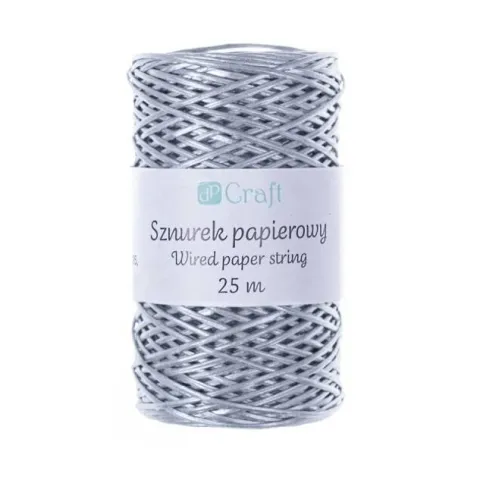 Sznurek papierowy z drucikiem SREBRNY 25 M