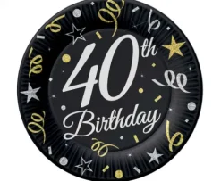 Talerzyki papierowe 40 URODZINY 18 cm 6 szt.