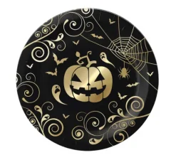 Talerzyki papierowe Dynia Pajęczyny HALLOWEEN 23 cm 6 szt.