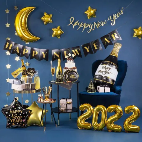 Talerzyki papierowe Happy New Year Sylwester 18 cm 6 szt.