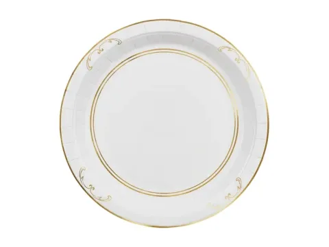 Talerzyki papierowe białe z ornamentem 23 cm 6 szt.