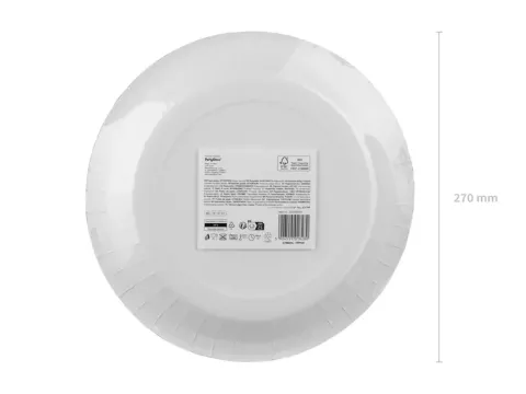Talerzyki papierowe białe z ornamentem 23 cm 6 szt.