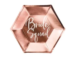 Talerzyki papierowe Bride Squad złoty róż 23cm 6 szt.