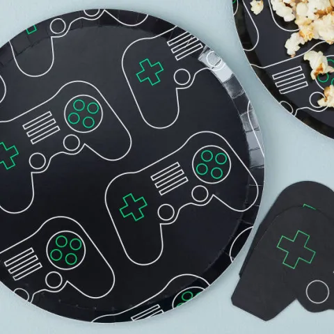 Talerzyki papierowe Gaming Party GAMEPAD 25 cm 8 szt.