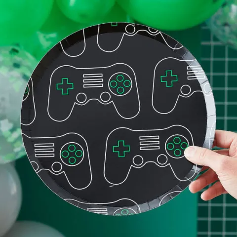 Talerzyki papierowe Gaming Party GAMEPAD 25 cm 8 szt.