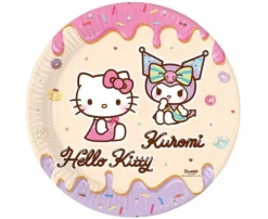 Talerzyki papierowe okrągłe Hello Kitty Kuromi 23cm 8 szt.