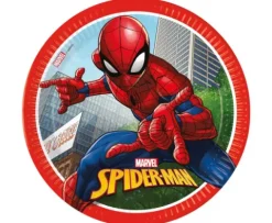 Talerzyki papierowe Spiderman Crime Fighter, okrągłe 23 cm 8 szt.