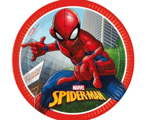 Talerzyki papierowe Spiderman Crime Fighter, okrągłe 23 cm 8 szt.