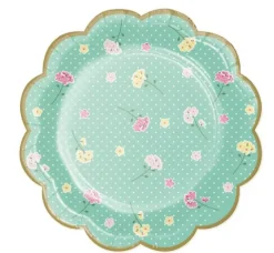 Talerzyki papierowe Tea Party Kwiatki mix 18 cm 8 szt.