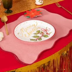 Talerzyki papierowe świąteczny wzór gałązka Merry Christmas 23 cm 10 szt.