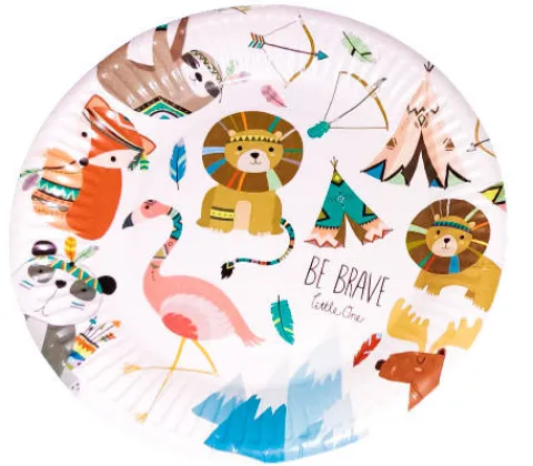 Talerzyki papierowe Zwierzątka BE BRAVE 18 cm 6 szt.