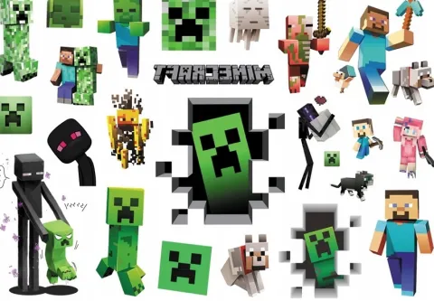 Tatuaże zmywalne wodne Minecraft Pixel mix wzorów