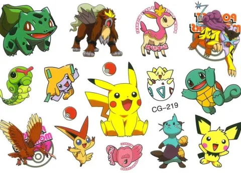 Tatuaże zmywalne wodne Pokemony Pikachu
