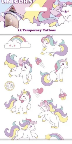 Tatuaże zmywalne wodne Unicorn Jednorożec 12 szt.