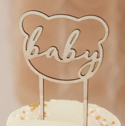 Topper dekoracyjny na tort drewniany BABY miś