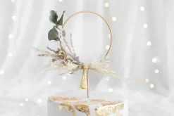 Topper dekoracyjny na tort drewniany OBRĘCZ koło 24,5 cm