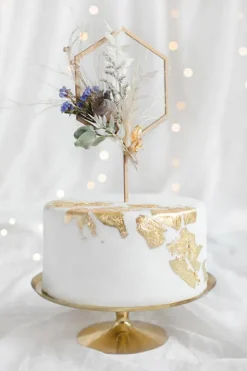 Topper dekoracyjny na tort drewniany HEKSAGON sześciokąt 24 cm
