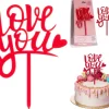 Topper dekoracyjny na tort LOVE YOU czerwony