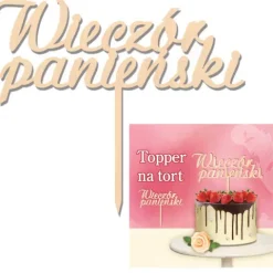 Topper dekoracyjny na tort WIECZÓR PANIEŃSKI drewniany