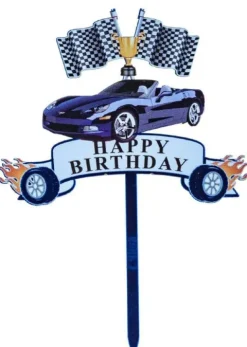 Topper na tort ciasto Happy Birthday Race wyścigi PLEXI