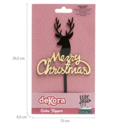 Topper na tort Merry Christmas Renifer czarno-złoty
