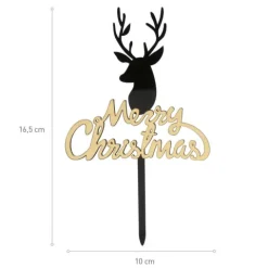Topper na tort Merry Christmas Renifer czarno-złoty
