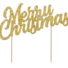 Topper na tort Merry Christmas ZŁOTY brokatowy
