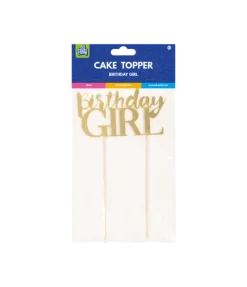 Topper na tort urodzinowy Birthday Girl złoty