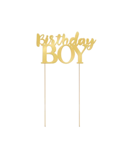 Topper na tort urodzinowy Birthday Boy złoty