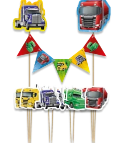 Toppery dekoracyjne, pikery na imprezę Ciężarówki Trucks 9 szt.