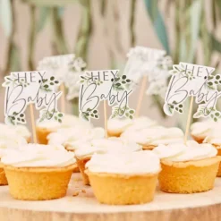 Toppery dekoracyjne, pikery na imprezę Baby Shower 12 szt. Seria Botanical