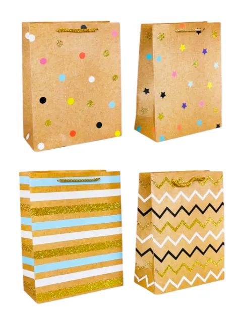 Torebka prezentowa geometryczne wzory rozmiar L 40x31x12 cm Kraft mix wzorów.