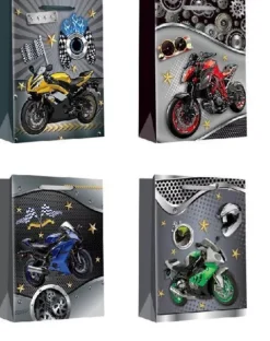 Torebka prezentowa Motor Motocykle 32x26x10 cm mix wzorów.