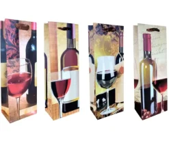 Torebka prezentowa na wino, alkohol 36x13x8,5 cm mix wzorów